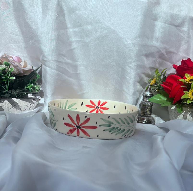 The Crimson Floral Festive Ceramic Bowl
