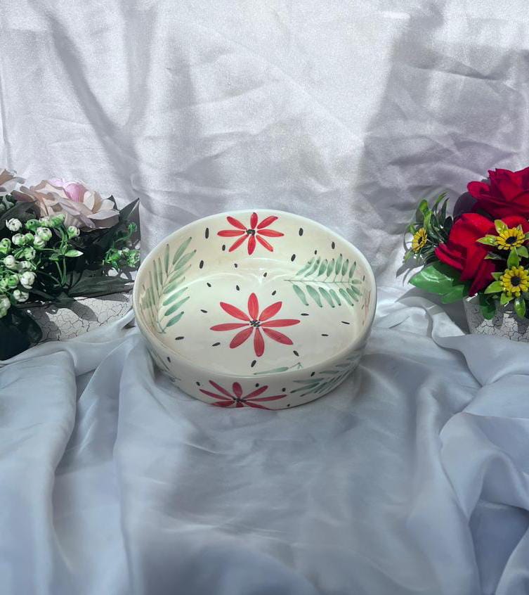 The Crimson Floral Festive Ceramic Bowl